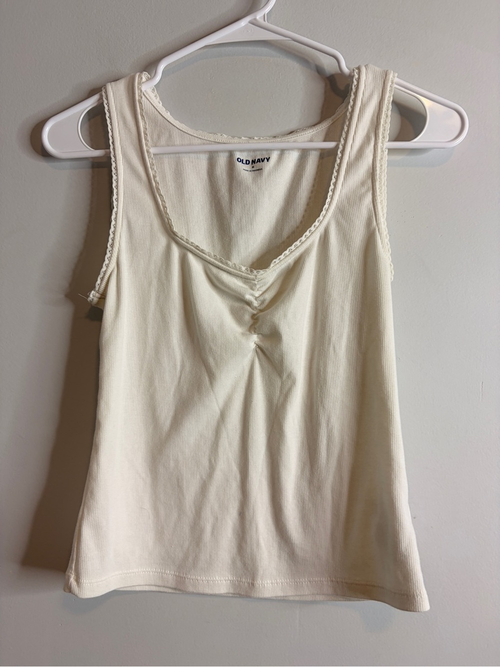 Old Navy Coquette Cream Ribbed Tank Top